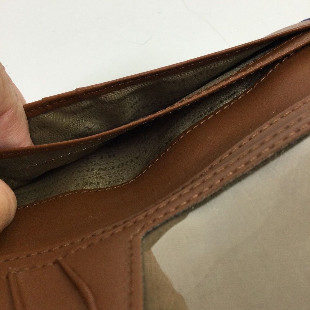 Lauren Ralph Lauren Womens Crosshatch Sheep Leather Slim Wallet Blue One Size - Picture 12 of 14